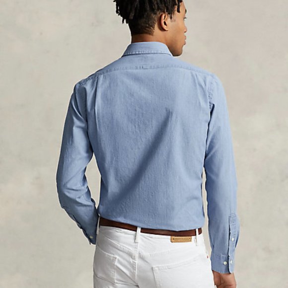 Slim Fit Indigo Chambray Shirt - Picture 5 of 9